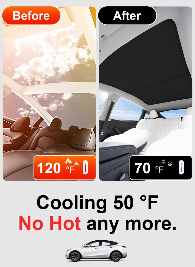 كيل › واقي سقف جديد لسيارة تيسلا موديل واي جونيبر 2025–2026، [بدون فراغات أو ترهل] عازل حراري وحماية من الأشعة فوق البنفسجية، واقي سقف بانوراما تيسلا موديل واي جونيبر 2025 - اكسسوارات تيسلا موديل واي 2025–2026 (أسود) (تناسب فقط موديل واي جونيبر 2025–2026) - Image 4