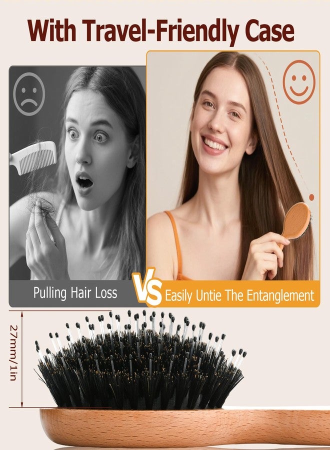 Ancable Travel Hair Brush, Mini Boar Bristle Hair Brush for Women - Small Portable Compact HairBrush for Girls Kids Women Best Gift, Travel Size for Purse, Vacation, Business Trips & Outings - Image 4