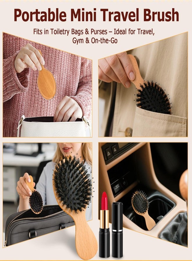 Ancable Travel Hair Brush, Mini Boar Bristle Hair Brush for Women - Small Portable Compact HairBrush for Girls Kids Women Best Gift, Travel Size for Purse, Vacation, Business Trips & Outings - Image 5
