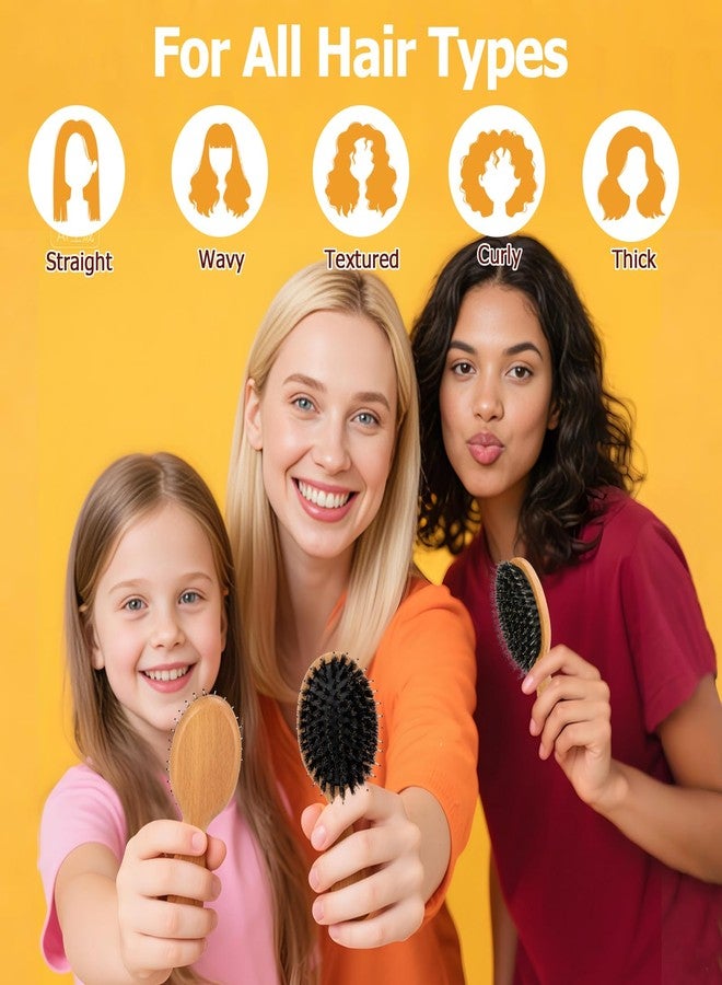 Ancable Travel Hair Brush, Mini Boar Bristle Hair Brush for Women - Small Portable Compact HairBrush for Girls Kids Women Best Gift, Travel Size for Purse, Vacation, Business Trips & Outings - Image 2