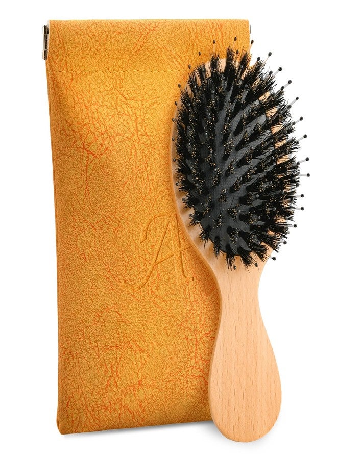 Ancable Travel Hair Brush, Mini Boar Bristle Hair Brush for Women - Small Portable Compact HairBrush for Girls Kids Women Best Gift, Travel Size for Purse, Vacation, Business Trips & Outings - Image 1