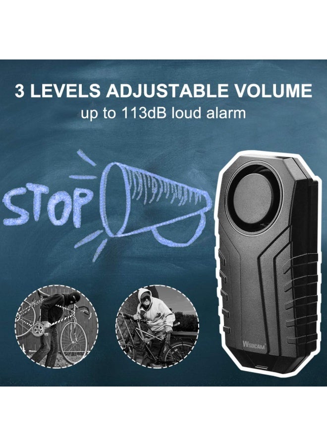 wsdcam 113Db Wireless Anti-Theft Vibration Motorcycle Bicycle Alarm Waterproof Security Cycling Bike Alarm With Remote - Image 2