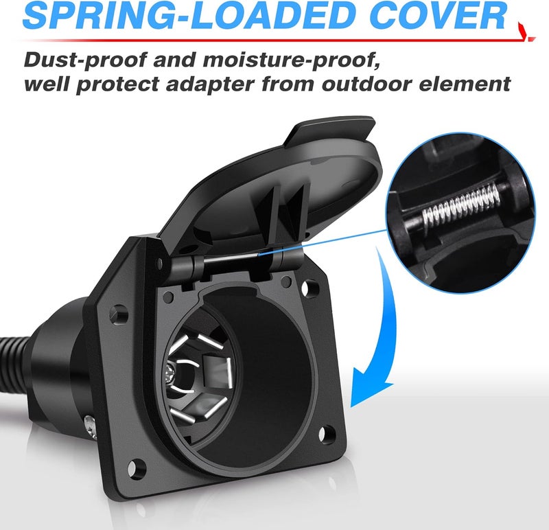 MICTUNING 4 Way Flat to 7 Way RV Blade and 4 Way Flat Female End Trailer Wiring Adapter Connector Kit, 4 Pin Vehicle-Side Trailer Light Plug to Dual-Output 7 Blade & 4 Flat with Mounting Bracket - Image 4