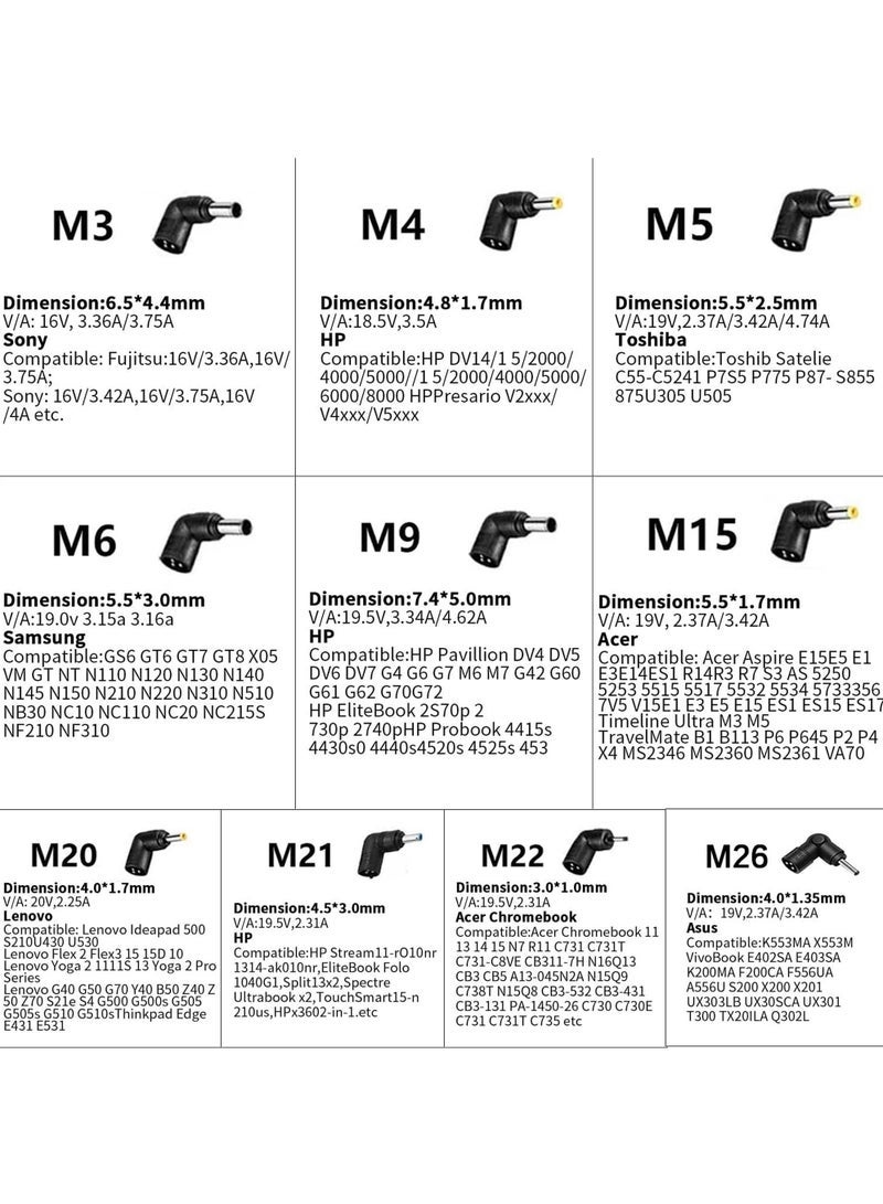 كابتن تيك شاحن كمبيوتر محمول يونيفرسال 90 وات مزود طاقة 15 فولت - 20 فولت مع 10 موصلات متوافقة مع محول تيار متردد 65 وات 45 وات لأجهزة الكمبيوتر المحمول ACER ASUS وHP وLENOVO وThinkPad وSAMSUNG وSONY وTOSHIBA - Image 2