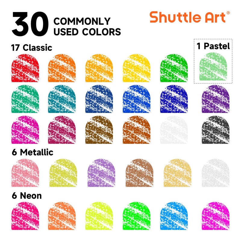 Shuttle Art Tempera Paint Sticks - 30 Solid Colours - Quick Drying - Works Great on Paper, Wood, Glass, Ceramic, Canvas - Image 2