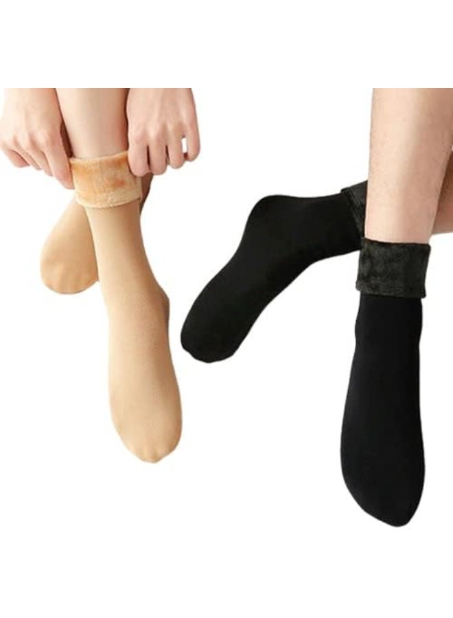 Women's thick warm winter wool socks for home, beige and black, one size, cotton, multi-colored, 1 2 pair - Image 2