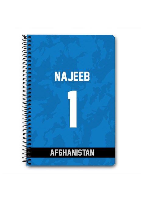 Designer A5 Spiral Notebook Memo Notepad Journal Player - Najibullah Zadran, Jersey Number -1