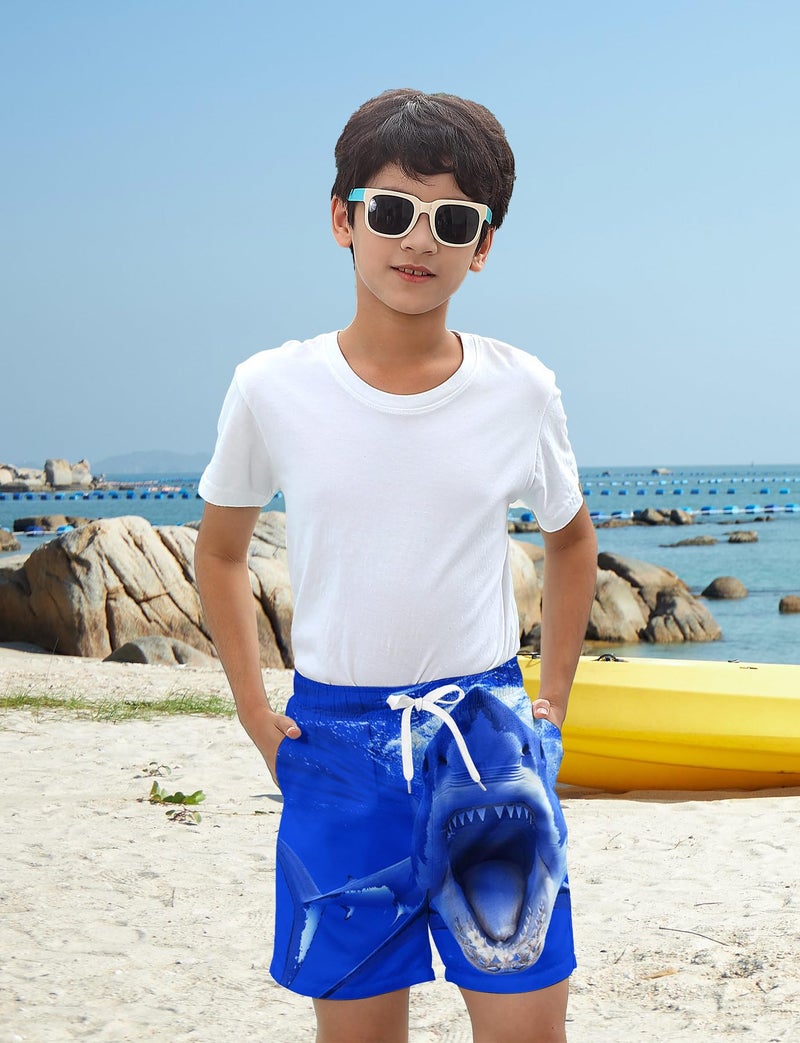 uideazone Size 10-12 Boys' Swim Trunks Cartoon Shark Swimsuit Quick Dry Beach Board Shorts Breathable Swimming Trunks 10-12 Years - Image 4