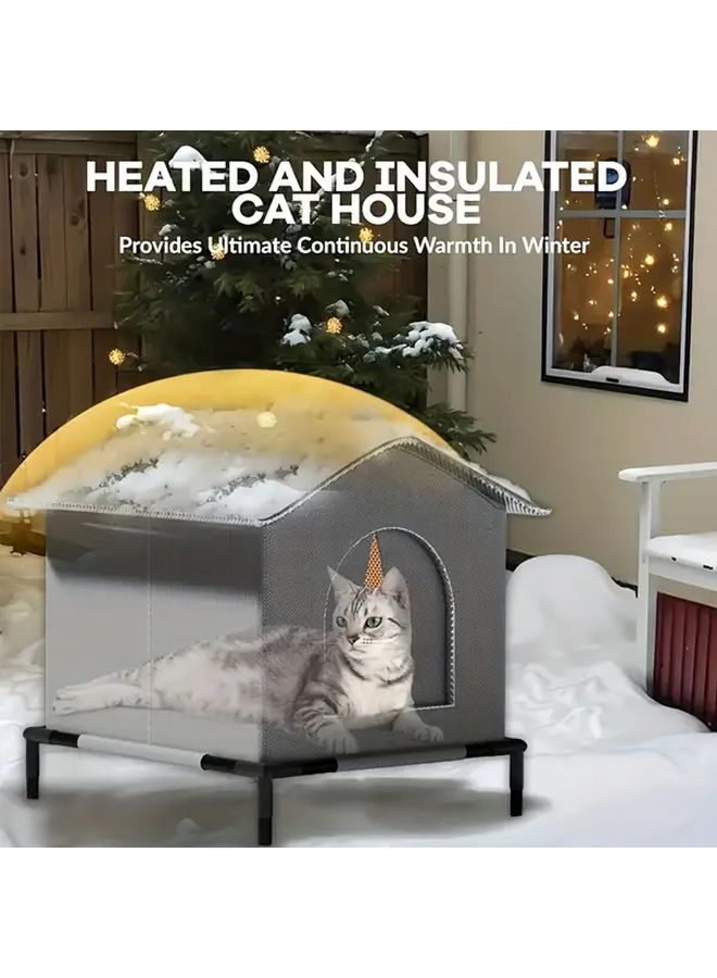 Large Grey All Weather Outdoor Cat House with Foil Insulation Cozy Cat Condo - Image 5
