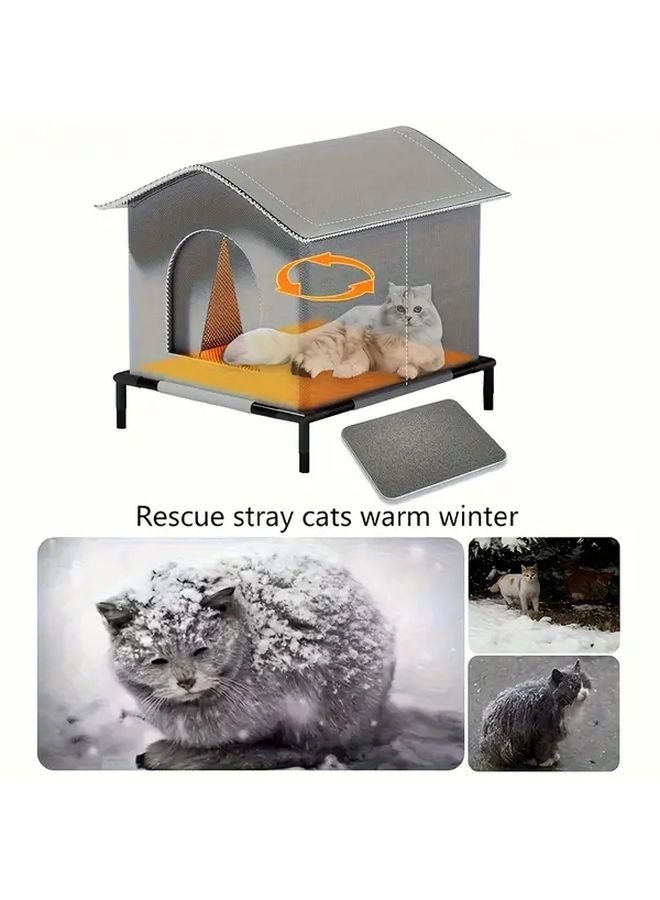 Large Grey All Weather Outdoor Cat House with Foil Insulation Cozy Cat Condo - Image 4