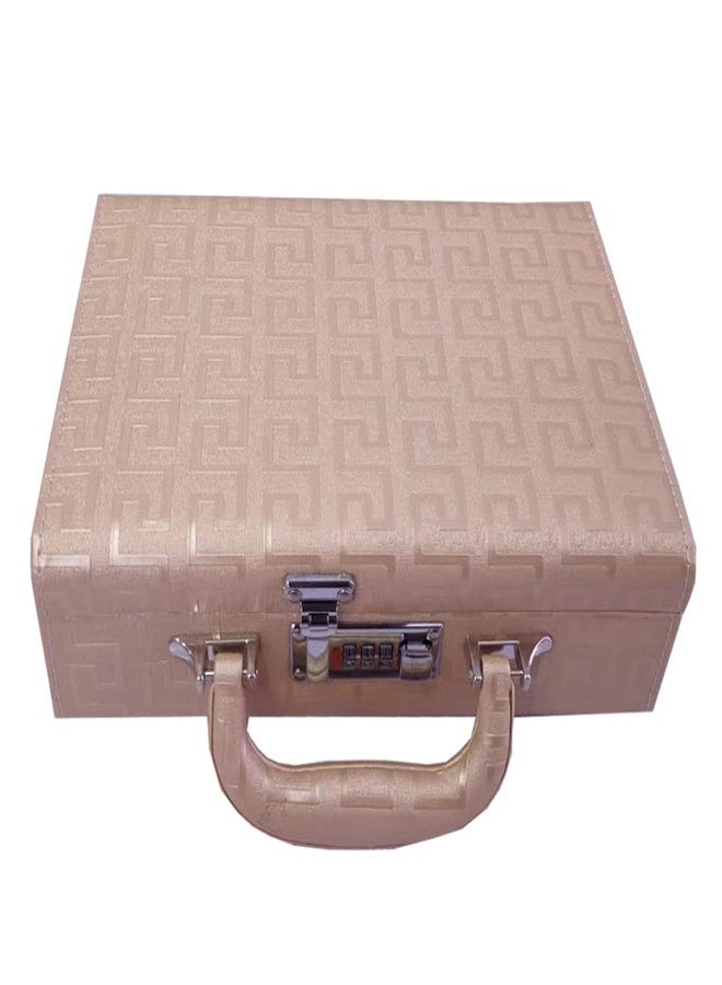 Sagrach PU Leather Travel Makeup Vanity Kit For Women 2 Layer Jewelry Display Suitcase With Removable Tray Storage Holder For Ring Necklace Earring (27cm x 18cm x 9cm, Cream) - Image 1