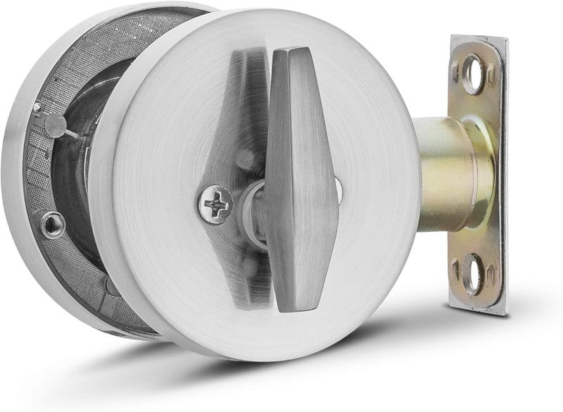Berlin Modisch Single Cylinder Deadbolt Lock Sleek Round for Front Door Modern Contemporary High Security Heavy Duty – Satin Nickel Finish - Image 3