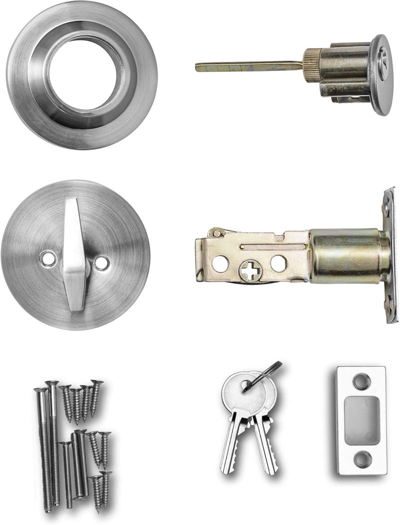 Berlin Modisch Single Cylinder Deadbolt Lock Sleek Round for Front Door Modern Contemporary High Security Heavy Duty – Satin Nickel Finish - Image 4
