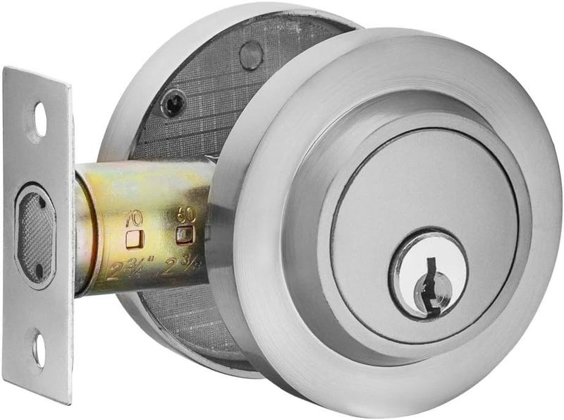 Berlin Modisch Single Cylinder Deadbolt Lock Sleek Round for Front Door Modern Contemporary High Security Heavy Duty – Satin Nickel Finish - Image 2