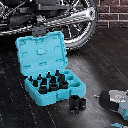 DURATECH 14-Piece External Star Impact Socket Set with Storage Case, E4 to E24, 1/4”, 3/8”, 1/2” Drive Female E-Torx Torque Socket for Working with Impact Wrench, Cr-V Steel - Image 2