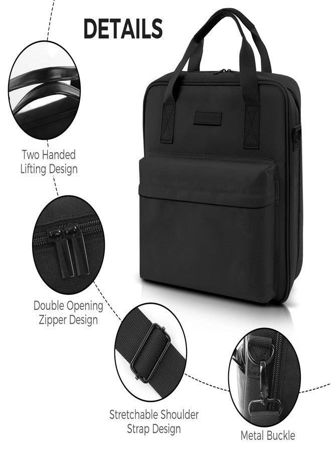 KONVINIT 3 Ring Zipper Binder with Handle & Shoulder Strap for School, 2 Inch Zip Up Portfolio Binder with Extra Pockets Holds 500 Sheets, Black Trapper Keeper for Office Supplies - Image 3