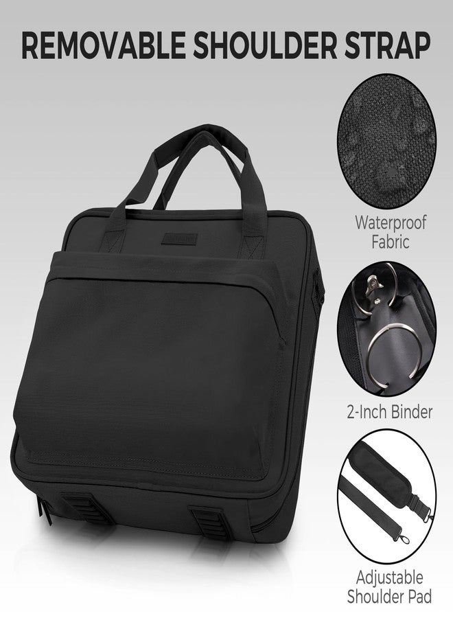 KONVINIT 3 Ring Zipper Binder with Handle & Shoulder Strap for School, 2 Inch Zip Up Portfolio Binder with Extra Pockets Holds 500 Sheets, Black Trapper Keeper for Office Supplies - Image 2