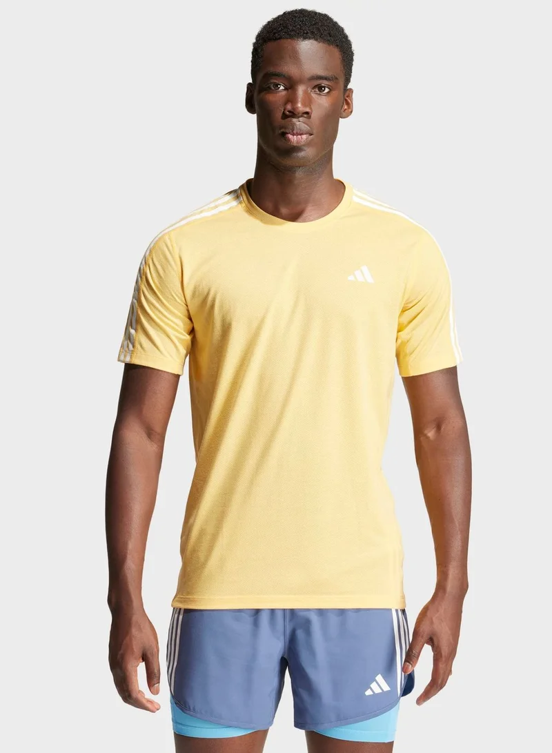 adidas تيشيرت Own the Run 3-Stripes