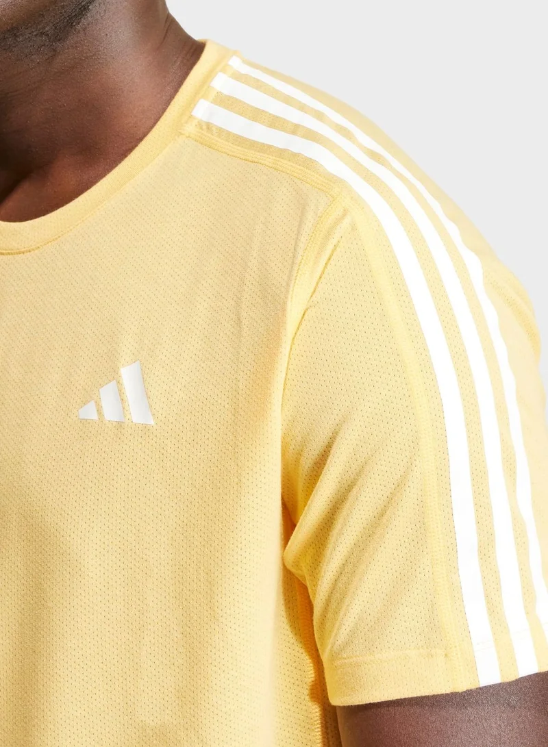 adidas تيشيرت Own the Run 3-Stripes