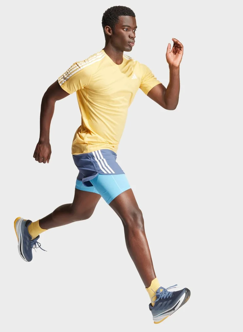 adidas تيشيرت Own the Run 3-Stripes
