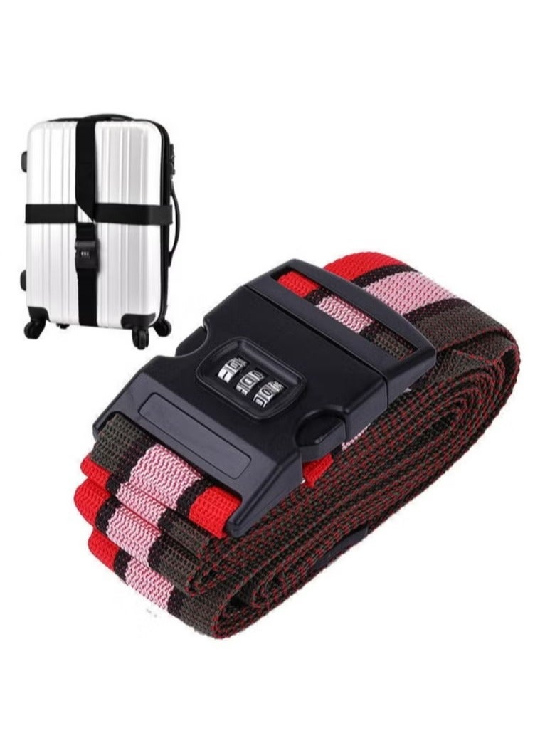 Cross Luggage Strap With 3 Number Password Lock, Premium Adjustable Travel Packing Belt For Bag Baggage Suitcase Safety - Image 1
