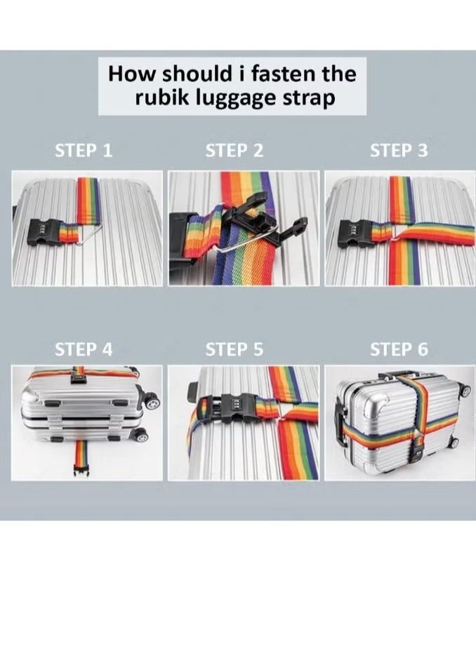 Cross Luggage Strap With 3 Number Password Lock, Premium Adjustable Travel Packing Belt For Bag Baggage Suitcase Safety - Image 2