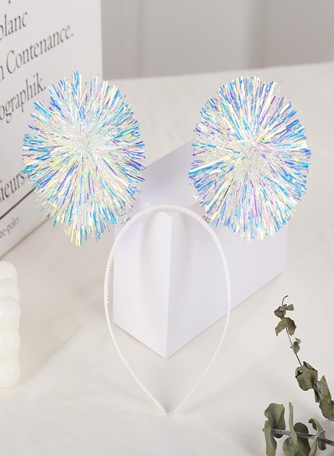 إيلاندي طوق شعر إيلاندي مكون من قطعتين من شرائط فويل بوم بوم متعددة الألوان، حلقات شعر منفوشة لامعة، أطواق شعر لطيفة، إكسسوارات شعر تنكرية لحفلات أعياد الميلاد والهالوين (لون عشوائي) - Image 5