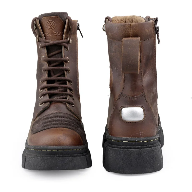 Bacca Bucci Brown Sinister Oil Pull Up Leather Combat Boots for Men | Best Price UAE