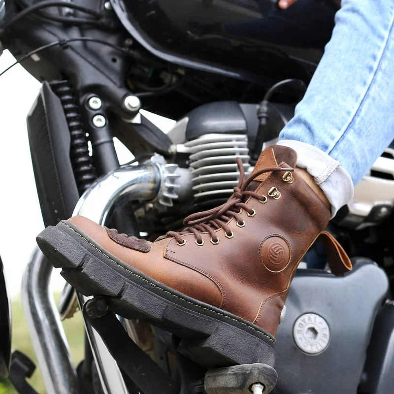 Bacca Bucci Brown Sinister Oil Pull Up Leather Combat Boots for Men | Best Price UAE