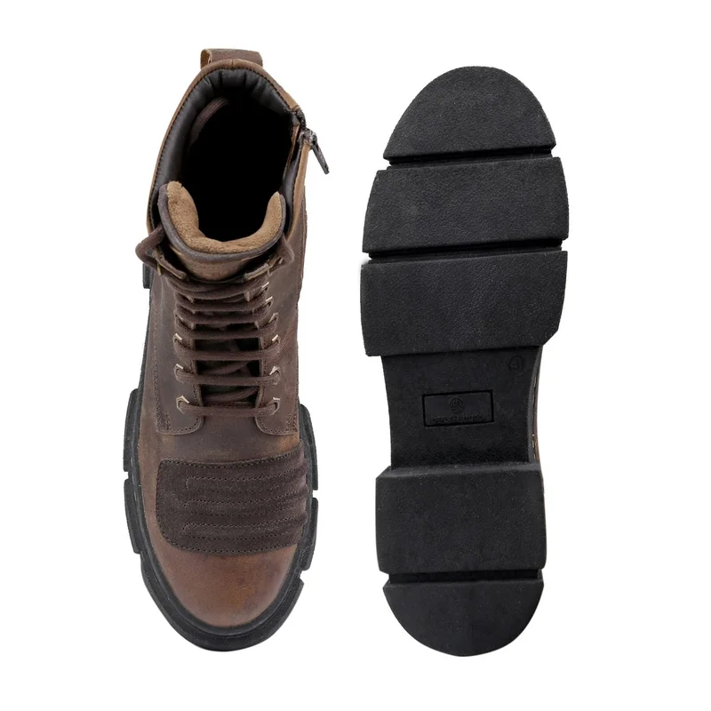 Bacca Bucci Brown Sinister Oil Pull Up Leather Combat Boots for Men | Best Price UAE