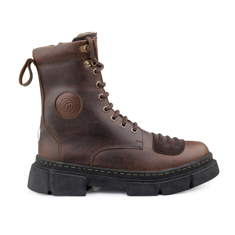Bacca Bucci Brown Sinister Oil Pull Up Leather Combat Boots for Men | Best Price UAE