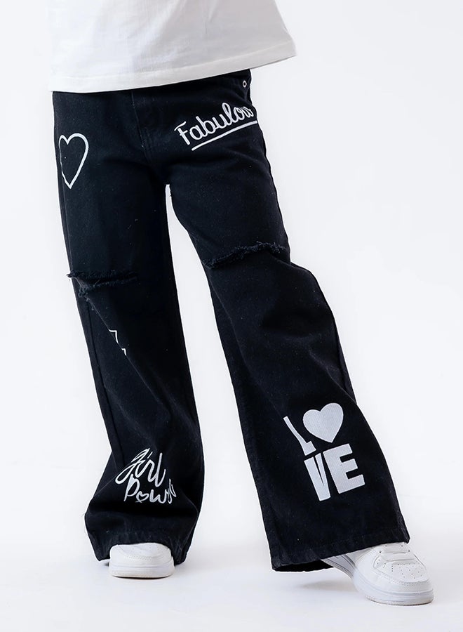 CN Jeans wear Kids Girls Summery Pants Black Jeans - Image 2