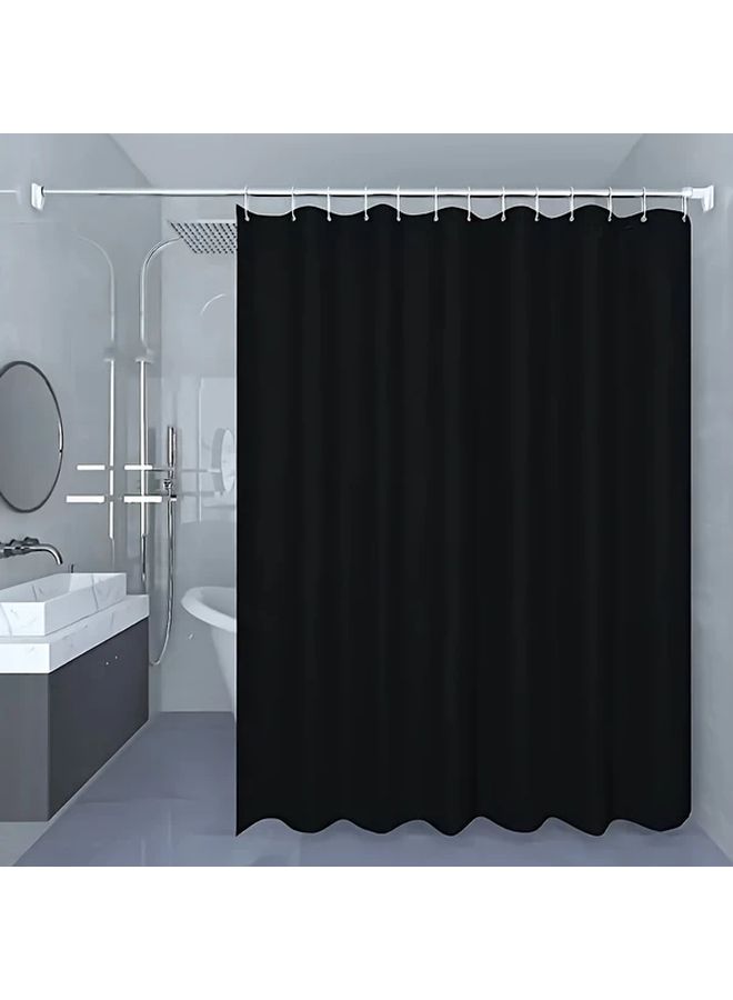 Black PVC Shower Curtain 59 Inch Wide Non Woven Fabric Easy Hang Metal Eyelets - Image 1
