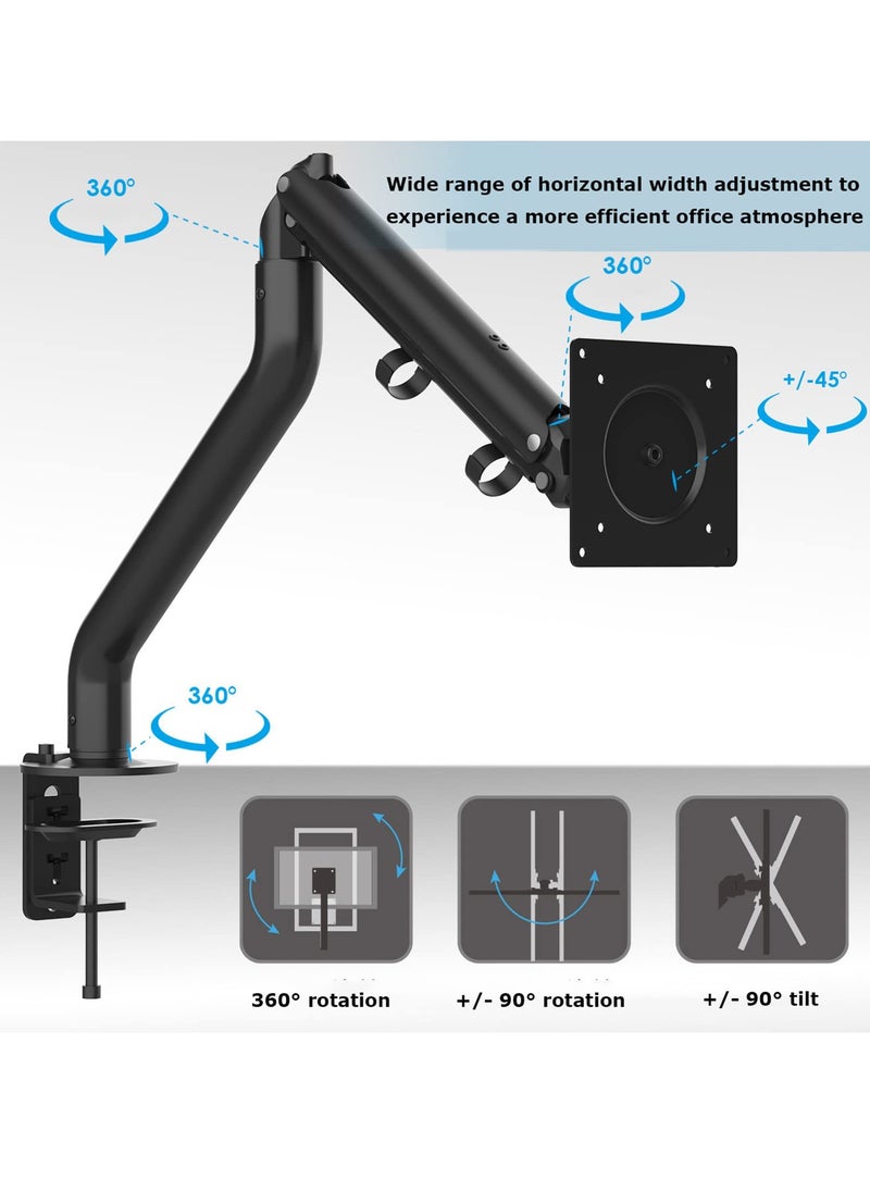 XiuWoo - Monitor Mount Single Arm Stand,Adjustable Spring Monitor Desk Mount Swivel Bracket with Articulating Gas Spring, Fits 17 to 32 Inch Lcd Computer Monitors(Holds up to 0.5-9kg) - Image 1