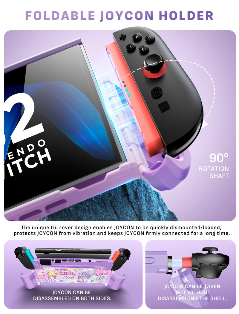 Mumba Dockable Case for Nintendo Switch 2 [2025 Blade Series] TPU Switch 2 Grip Protective Cover, Ergonomic Accessories for Console with Quick-Release Design for Switch 2 Joy Con Controllers (Purple) - Image 4