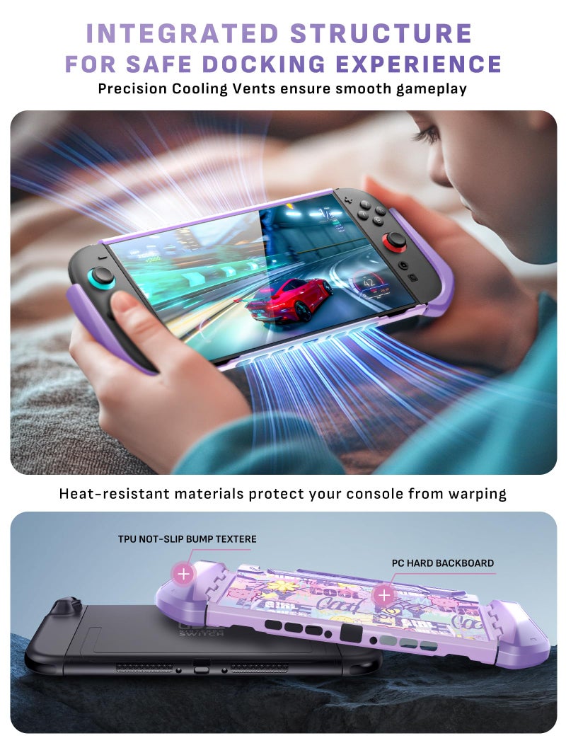 Mumba Dockable Case for Nintendo Switch 2 [2025 Blade Series] TPU Switch 2 Grip Protective Cover, Ergonomic Accessories for Console with Quick-Release Design for Switch 2 Joy Con Controllers (Purple) - Image 5