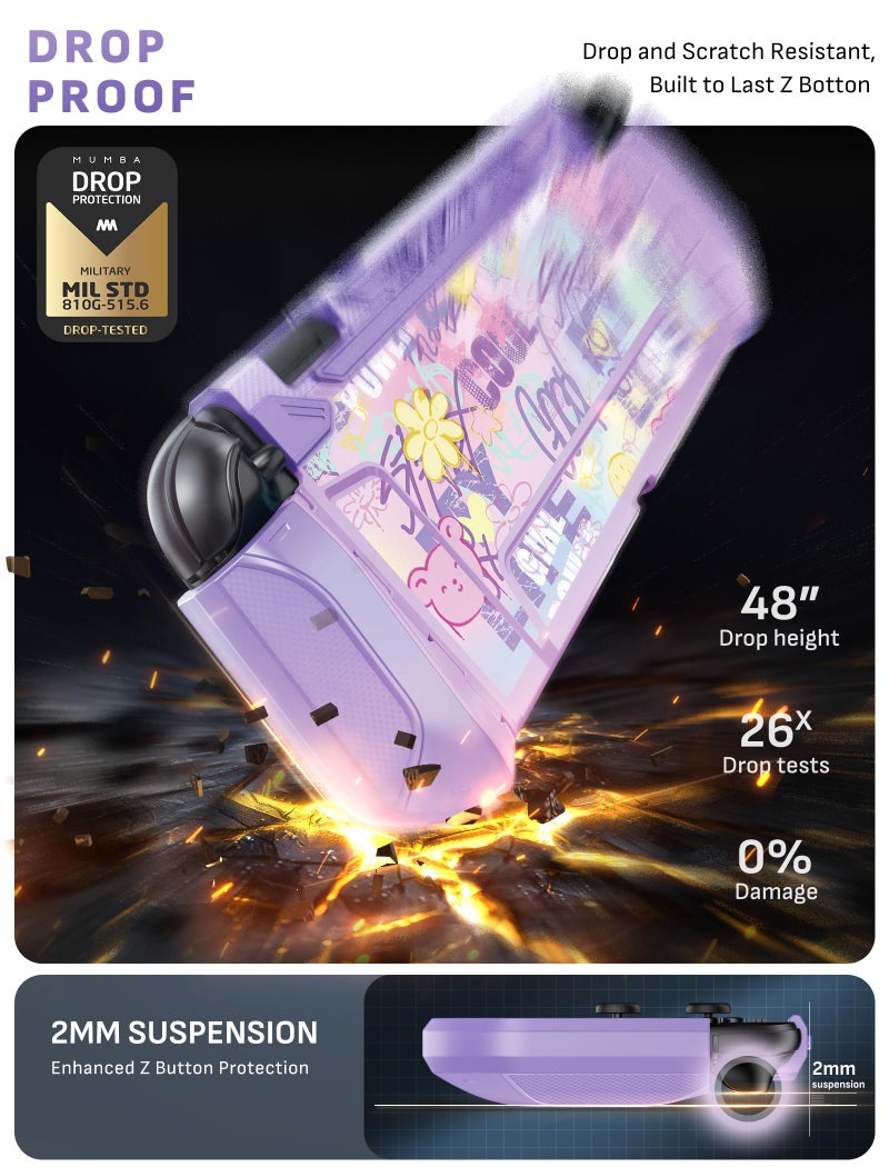 Mumba Dockable Case for Nintendo Switch 2 [2025 Blade Series] TPU Switch 2 Grip Protective Cover, Ergonomic Accessories for Console with Quick-Release Design for Switch 2 Joy Con Controllers (Purple) - Image 2