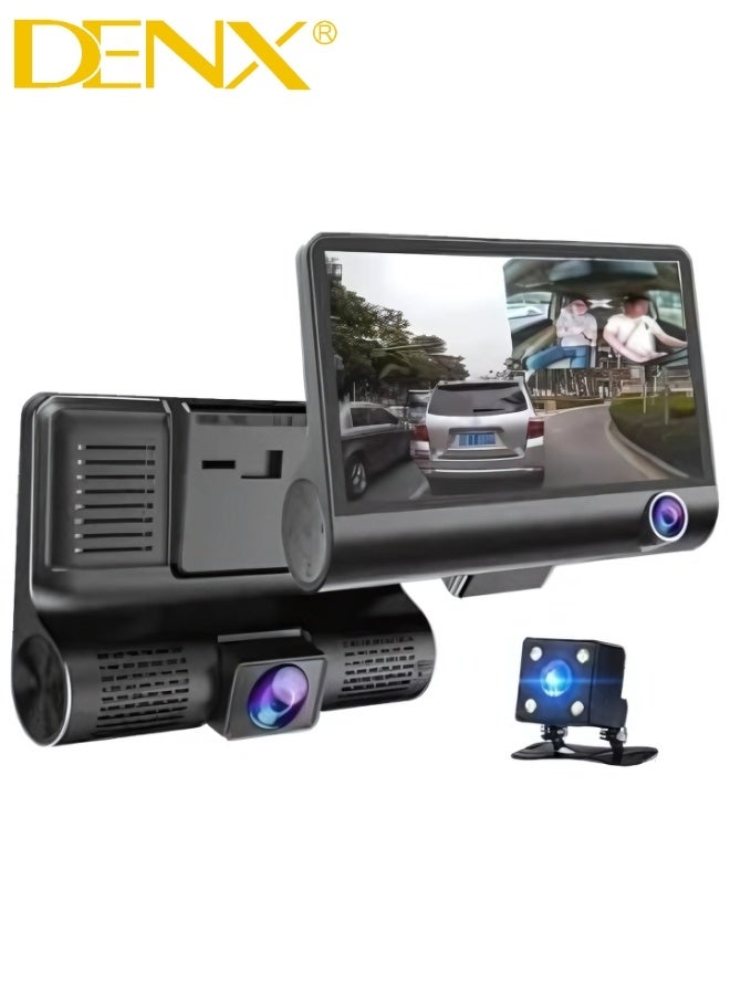 Denx 3-Lens Car Dash Camera – Full Coverage & High-Definition Recording - Image 1