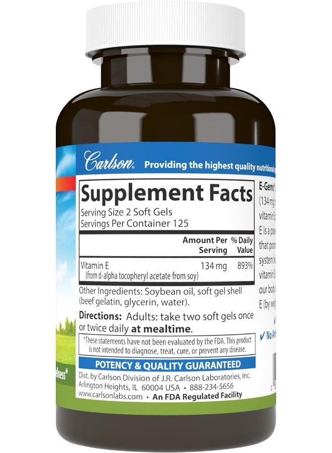 Carlson E-Gems Vitamin E Soft Gels for Optimal Wellness - Image 2