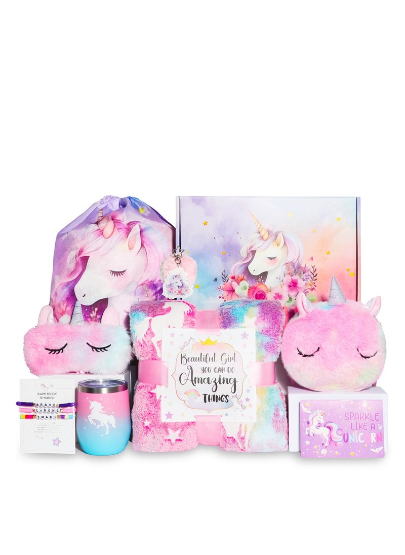 XiuWoo - Unicorn Gifts Toys for Girls Age 4-6 Unicorn Stuff Birthday Gift Set with Glow in The Dark Unicorn Blanket - Image 1