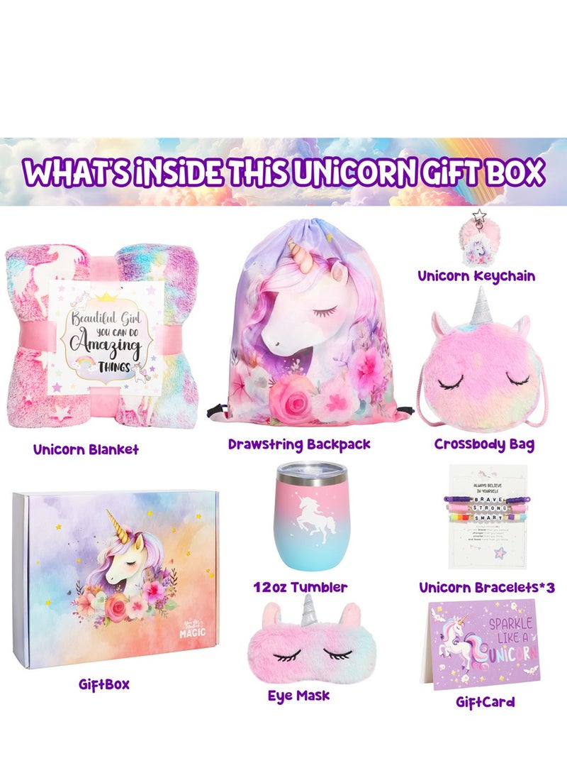 XiuWoo - Unicorn Gifts Toys for Girls Age 4-6 Unicorn Stuff Birthday Gift Set with Glow in The Dark Unicorn Blanket - Image 1