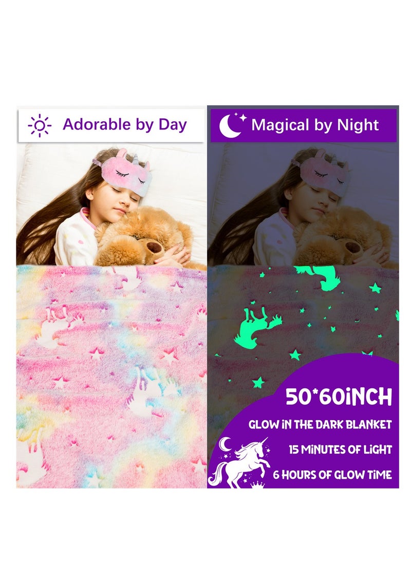 XiuWoo - Unicorn Gifts Toys for Girls Age 4-6 Unicorn Stuff Birthday Gift Set with Glow in The Dark Unicorn Blanket - Image 1