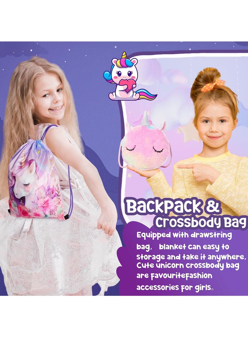 XiuWoo - Unicorn Gifts Toys for Girls Age 4-6 Unicorn Stuff Birthday Gift Set with Glow in The Dark Unicorn Blanket - Image 1
