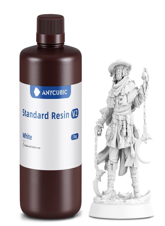 إني كيوبيك راتنج طابعة ثلاثية الأبعاد من ANYCUBIC، راتنج قياسي مطور 8K الإصدار الثاني، متانة وقوة محسّنة، رائحة أقل، راتنج طباعة ثلاثية الأبعاد عالي الدقة لجميع طابعات LCD ثلاثية الأبعاد (أبيض، 1 كجم) - Image 1