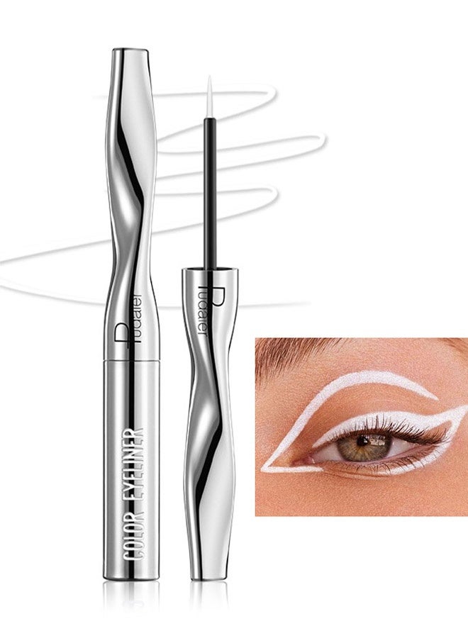 بوداير أيلاينر ملون، قلم أيلاينر سائل، يجف بسرعة، سهل التلوين، بريق ودقة مات، قلم تحديد عيون دقيق، لا يتقشر ولا يلطخ، مقاوم للماء وطويل الأمد، قلم أيلاينر رقم 23 أبيض - Image 1