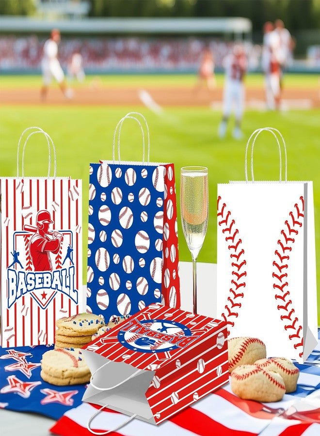 BQC 16 Pcs Baseball Gift Bags with Handles for Baseball Party Decorations Baseball Goodie Bags Baseball Paper Bags Baseball Party Favors - Image 3