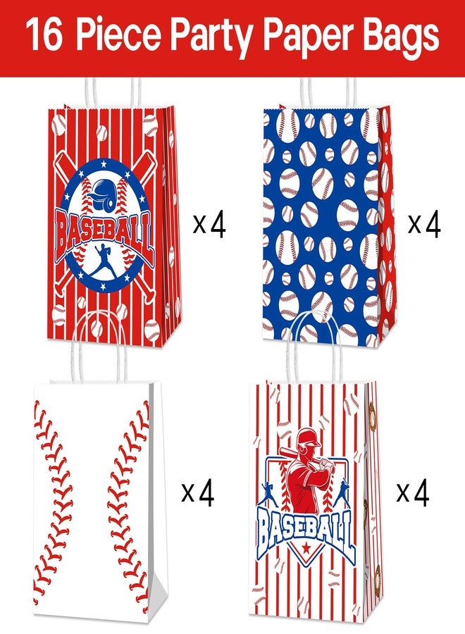 BQC 16 Pcs Baseball Gift Bags with Handles for Baseball Party Decorations Baseball Goodie Bags Baseball Paper Bags Baseball Party Favors - Image 5