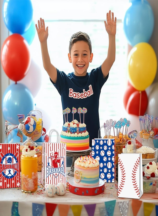 BQC 16 Pcs Baseball Gift Bags with Handles for Baseball Party Decorations Baseball Goodie Bags Baseball Paper Bags Baseball Party Favors - Image 4