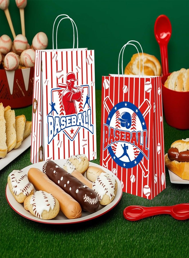 BQC 16 Pcs Baseball Gift Bags with Handles for Baseball Party Decorations Baseball Goodie Bags Baseball Paper Bags Baseball Party Favors - Image 2