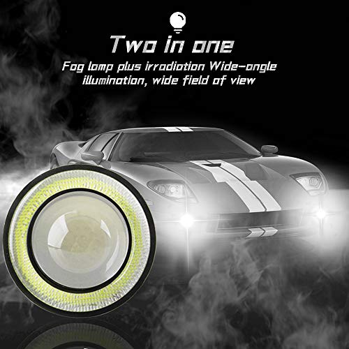 KaiDengZhe 2PCS Super Bright 3" Projector Universal LED Fog Light 12V 10W White COB Halo Angel Eye Rings For Moto Headlight Car Daytime Running Light DRL Driving Light Fog Light Bulb - Image 5